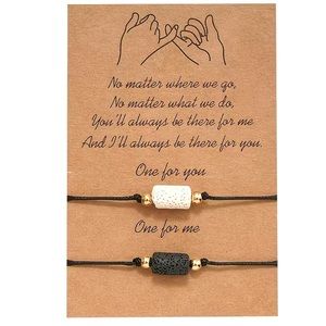 NEW Volcanic Stone One For You One For Me Black Cord Bracelet